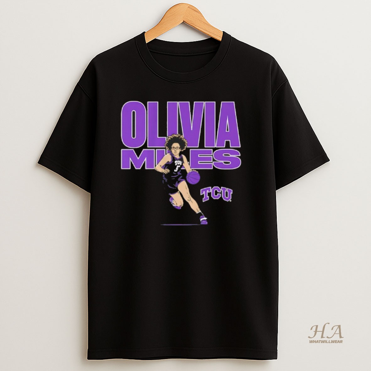 Official Olivia Miles Tcu Horned Frogs Guard Basketball Name Pose Star T Shirt