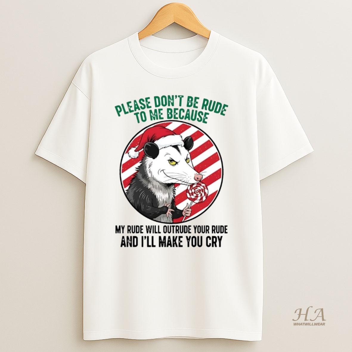 Official Opossum Please Dont Be Rude To Me Christmas T Shirt