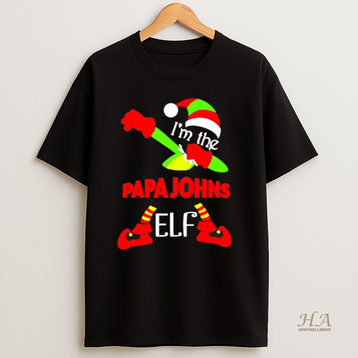 Official Papa Johns Im The Elf Dabbing Merry Christmas T Shirt