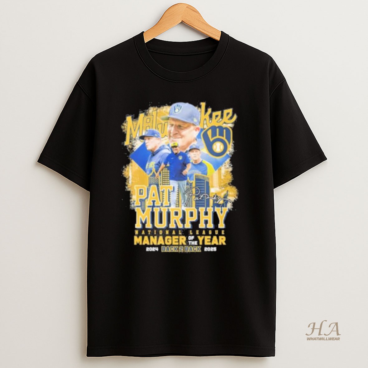 Official Pat Murphy Back 2 Back Nl Manager Of The Year Signature T Shirt
