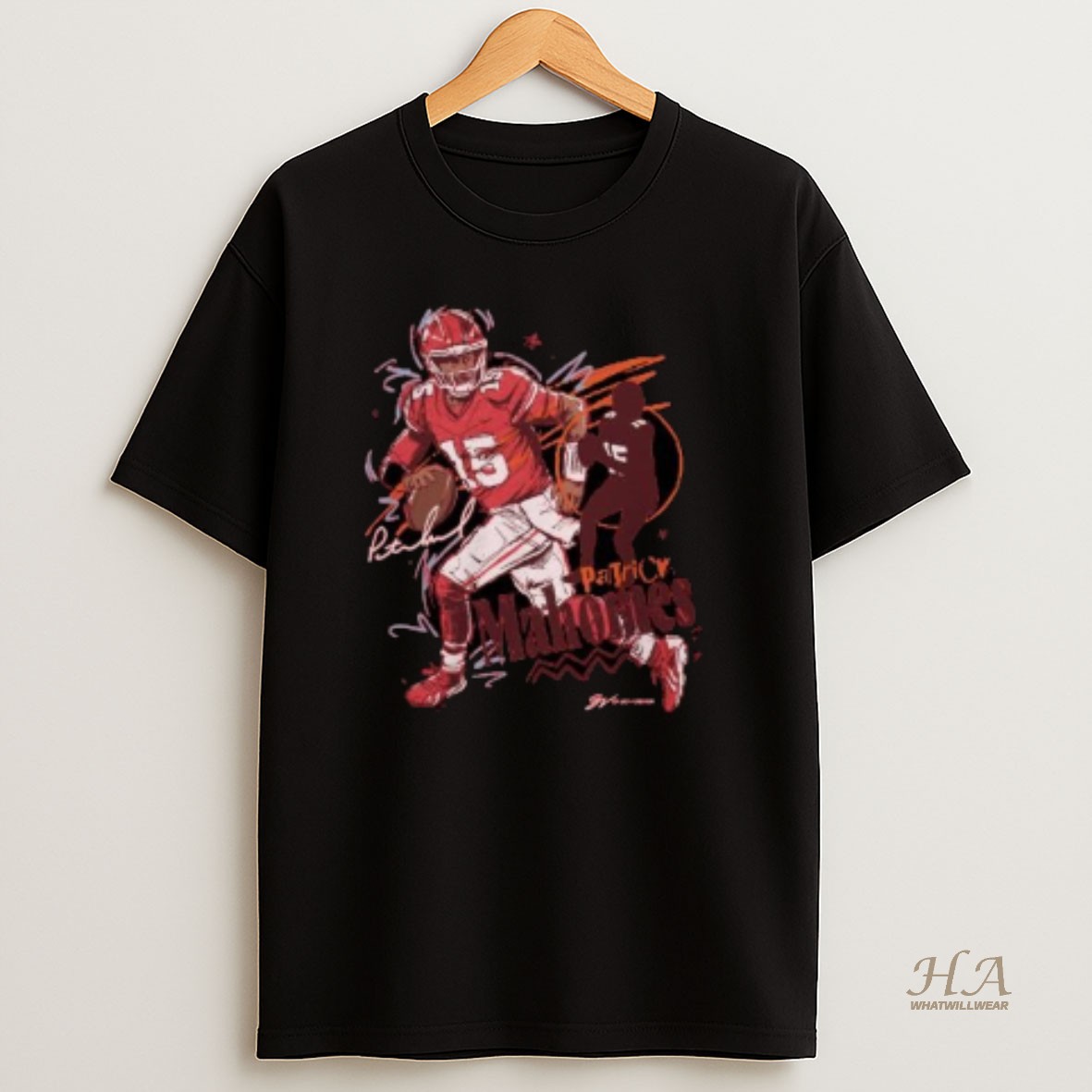 Official Patrick Mahomes Kansas City Scribble Signature Circle Black T Shirt