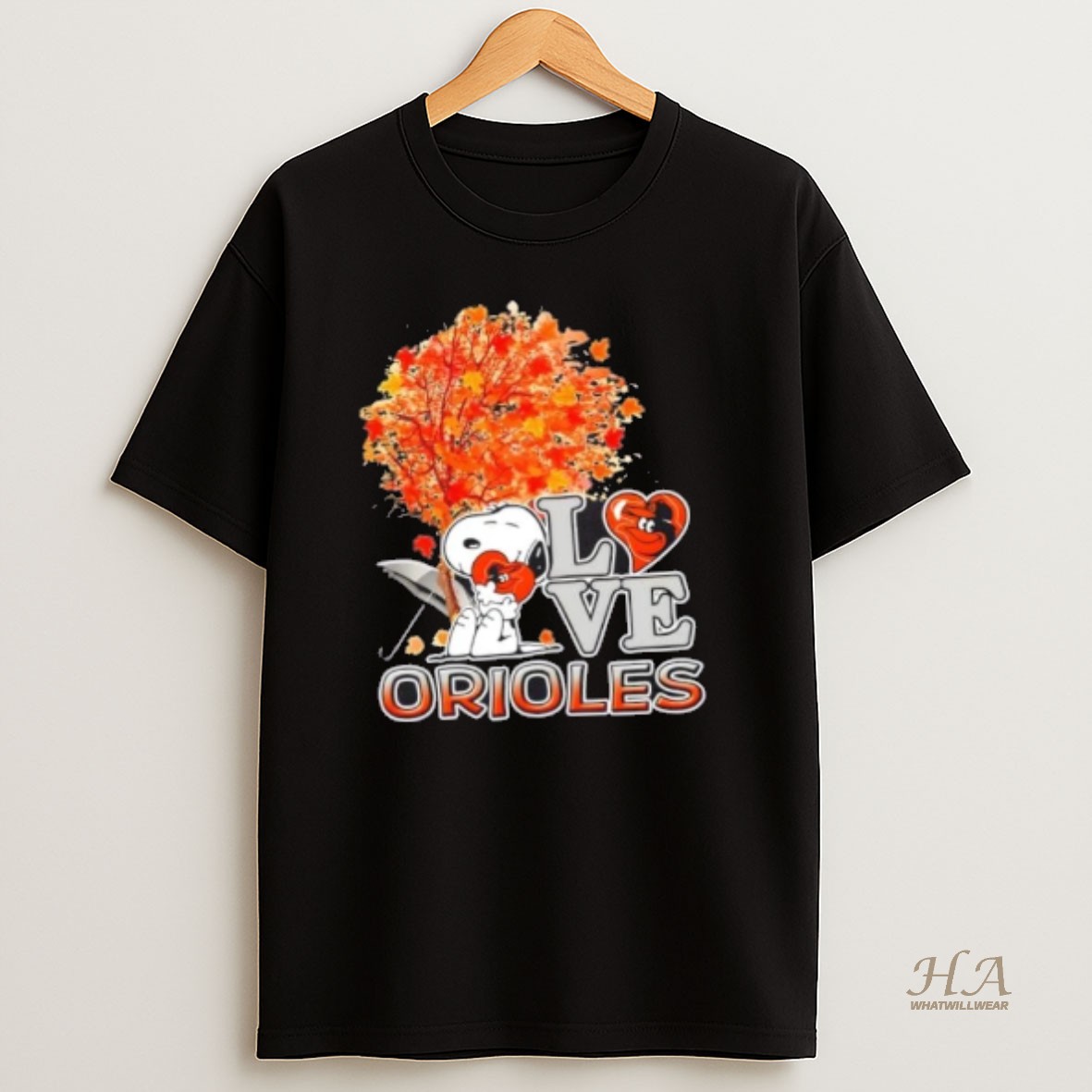 Official Peanuts Snoopy Hug Heart I Love Baltimore Orioles T Shirt