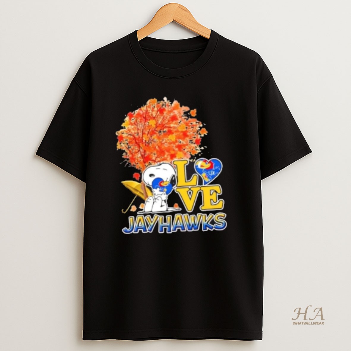 Official Peanuts Snoopy Hug Heart I Love Kansas Jayhawks T Shirt