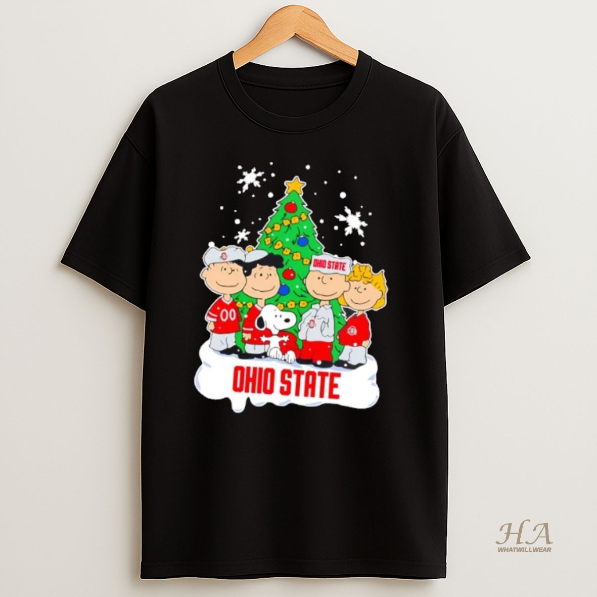 Official Peanuts Characters Ohio State Buckeyes Christmas Tree T Shirt