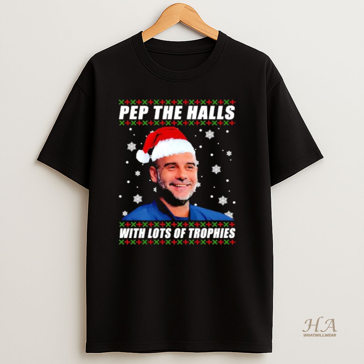 Official Pep Guardiola The Halls With Lots Of Trophies Christmas T Shirt
