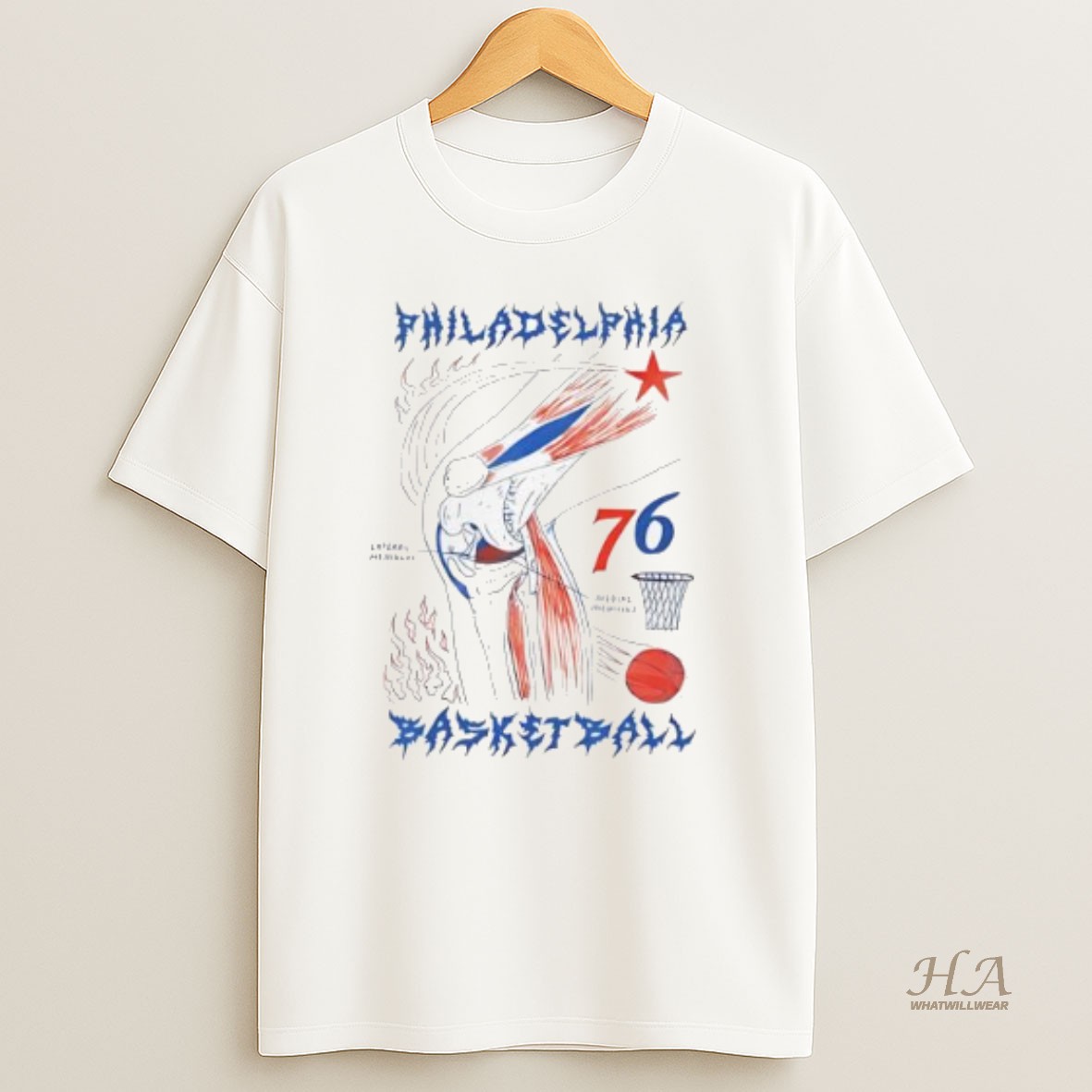 Official Philadelphia Basketball Knee 76 T Shirt
