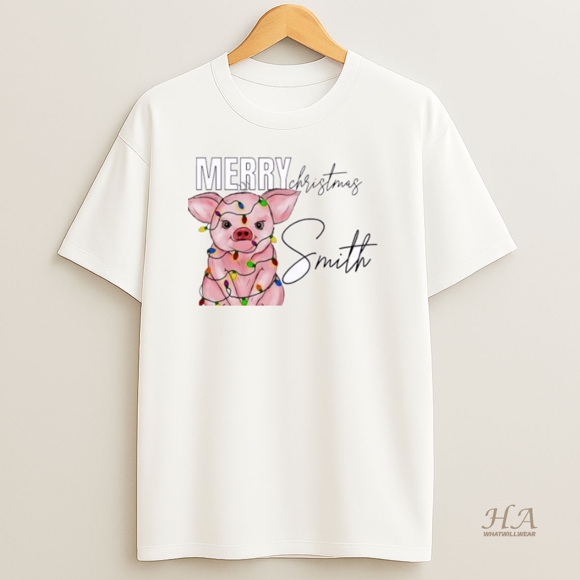 Official Pig Xmas Babys First Christmas Personalized Ornaments White T Shirt