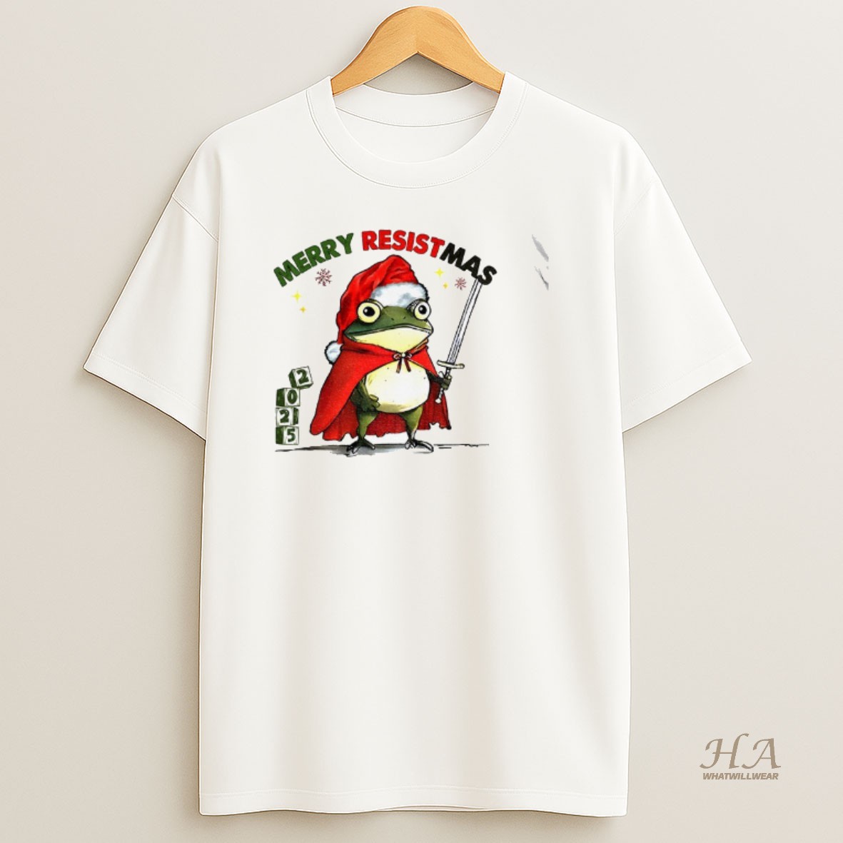 Official Portland Frog Santa Hat Merry Resistmas Merry Christmas 2025 Meme T Shirt
