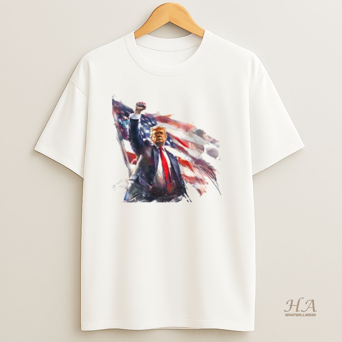 Official President Donald Trump Raising Fist With American Flag T Shirt