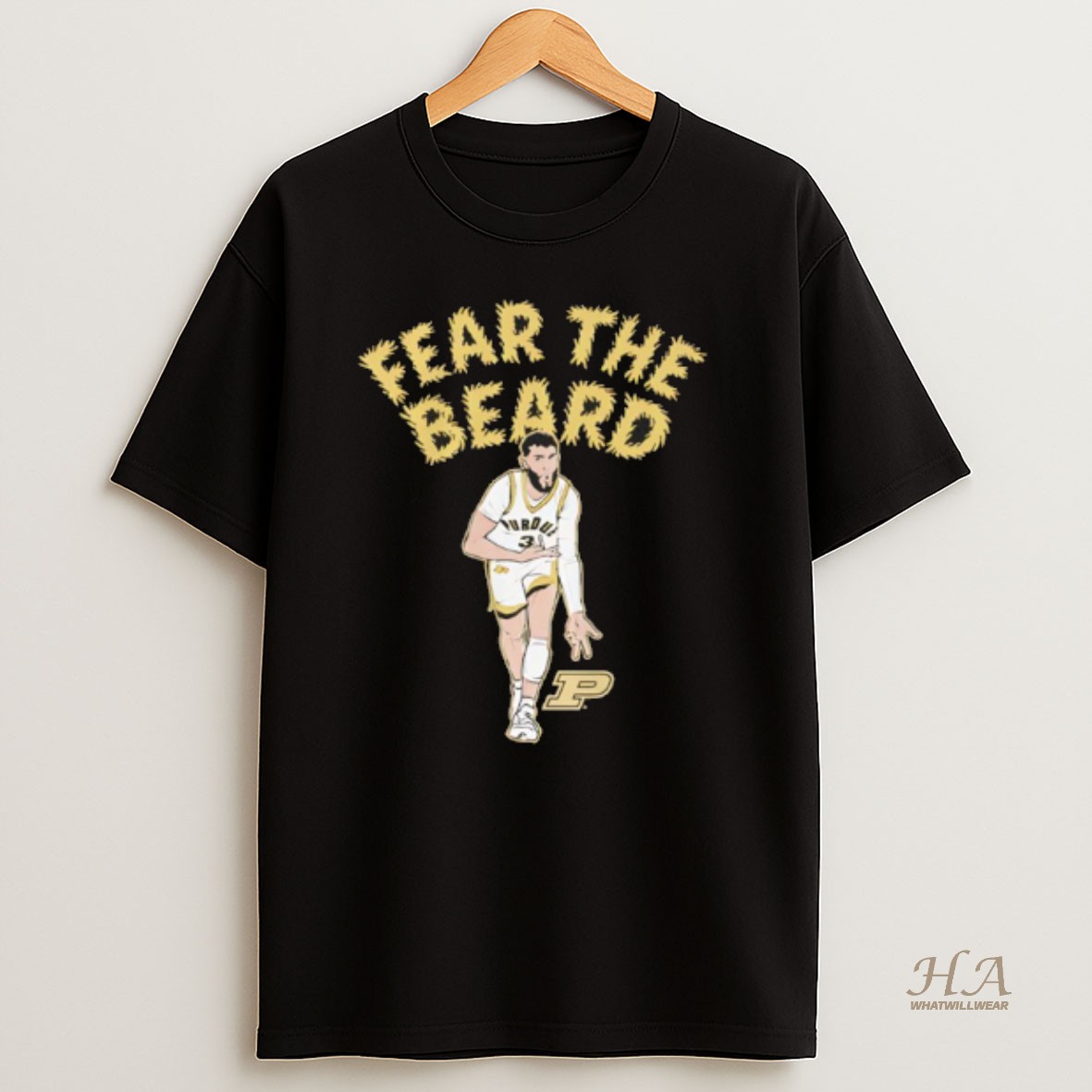 Official Purdues Braden Smith Fear The Beard Fake Facial Hair T Shirt