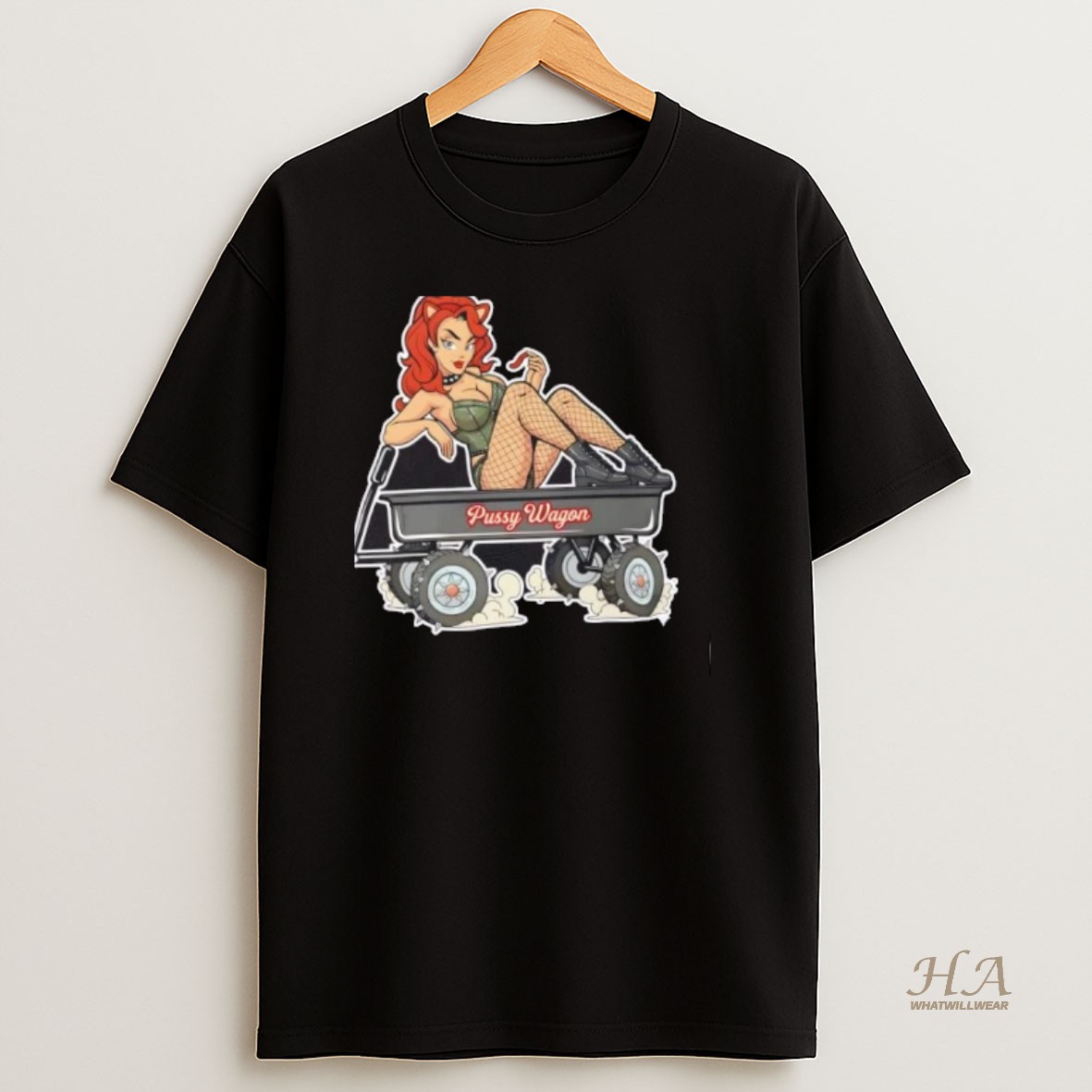 Official Pussy Wagon Pin Up Adult Humor T Shirt