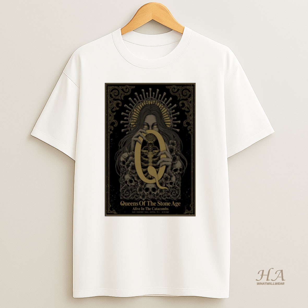Official Queens Of The Stone Age November 19 2025 Bas Concert Hall Austin Tx T Shirt