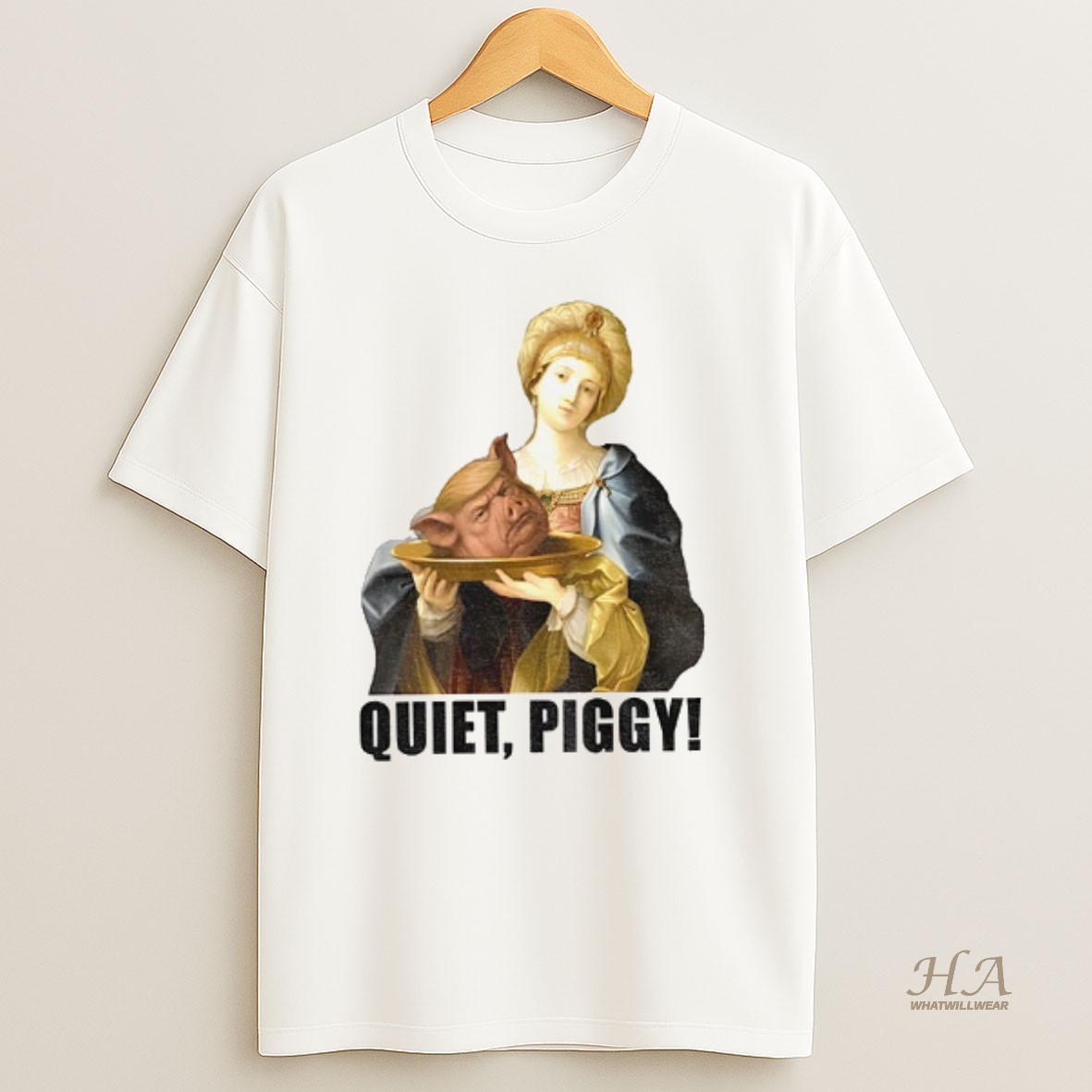 Official Quiet Piggy Anti Trump Feminist Trump Pig Head Retro T Shirt