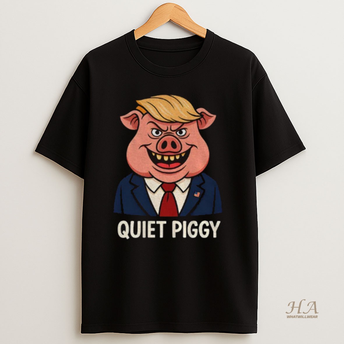 Official Quiet Piggy Pig Trump Funny Political T Shirt