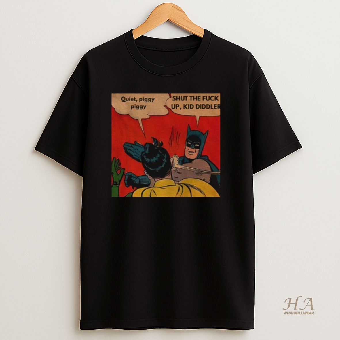 Official Quiet Piggy Piggy Batman Slap Comic Anti Trump T Shirt