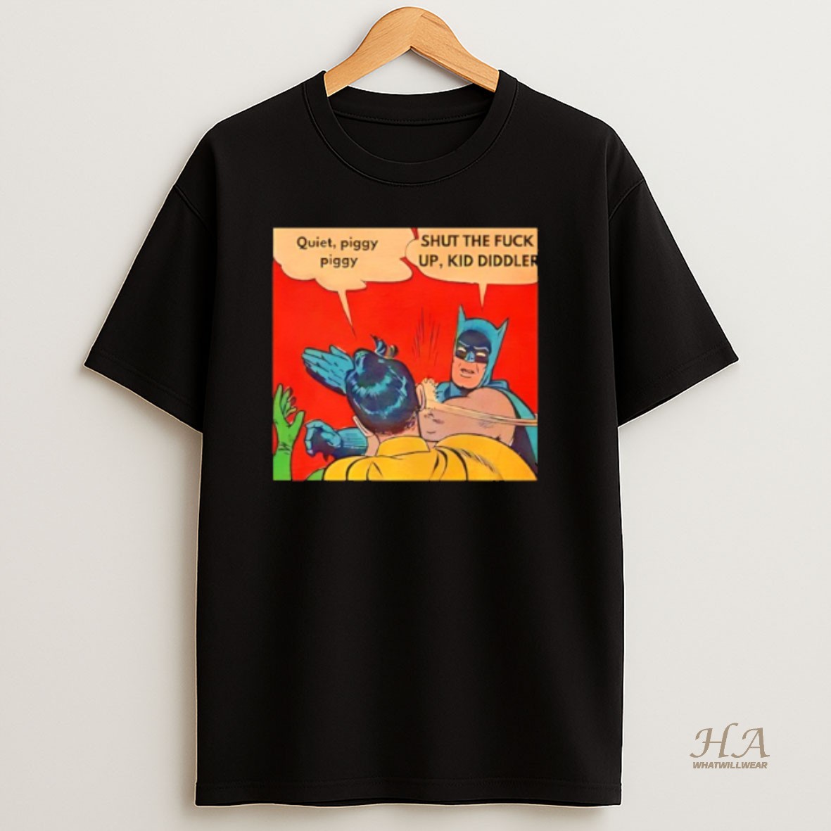 Official Quiet Piggy Piggy Batman Slap Comic Strip Trump T Shirt
