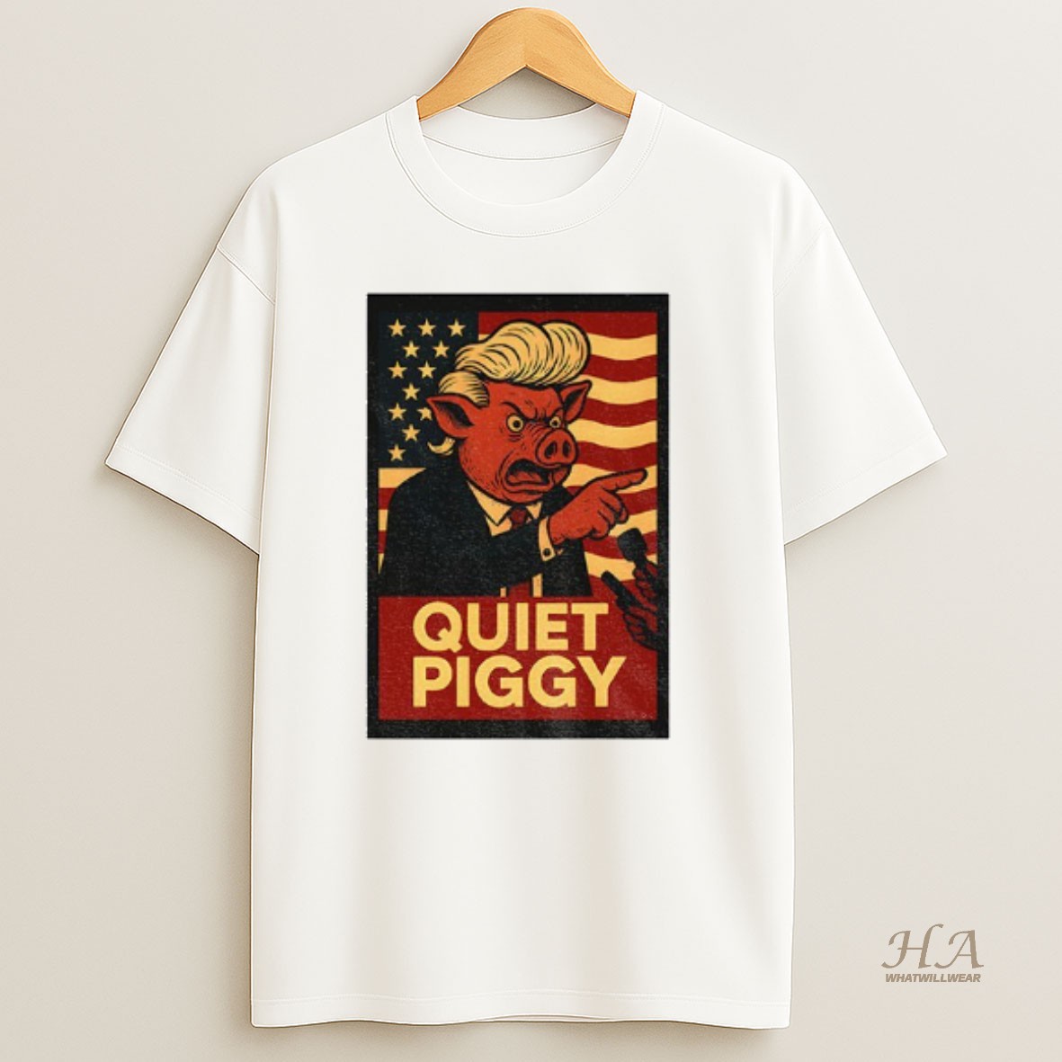 Official Quiet Piggy Political Rude Potus Satire American Flag T Shirt