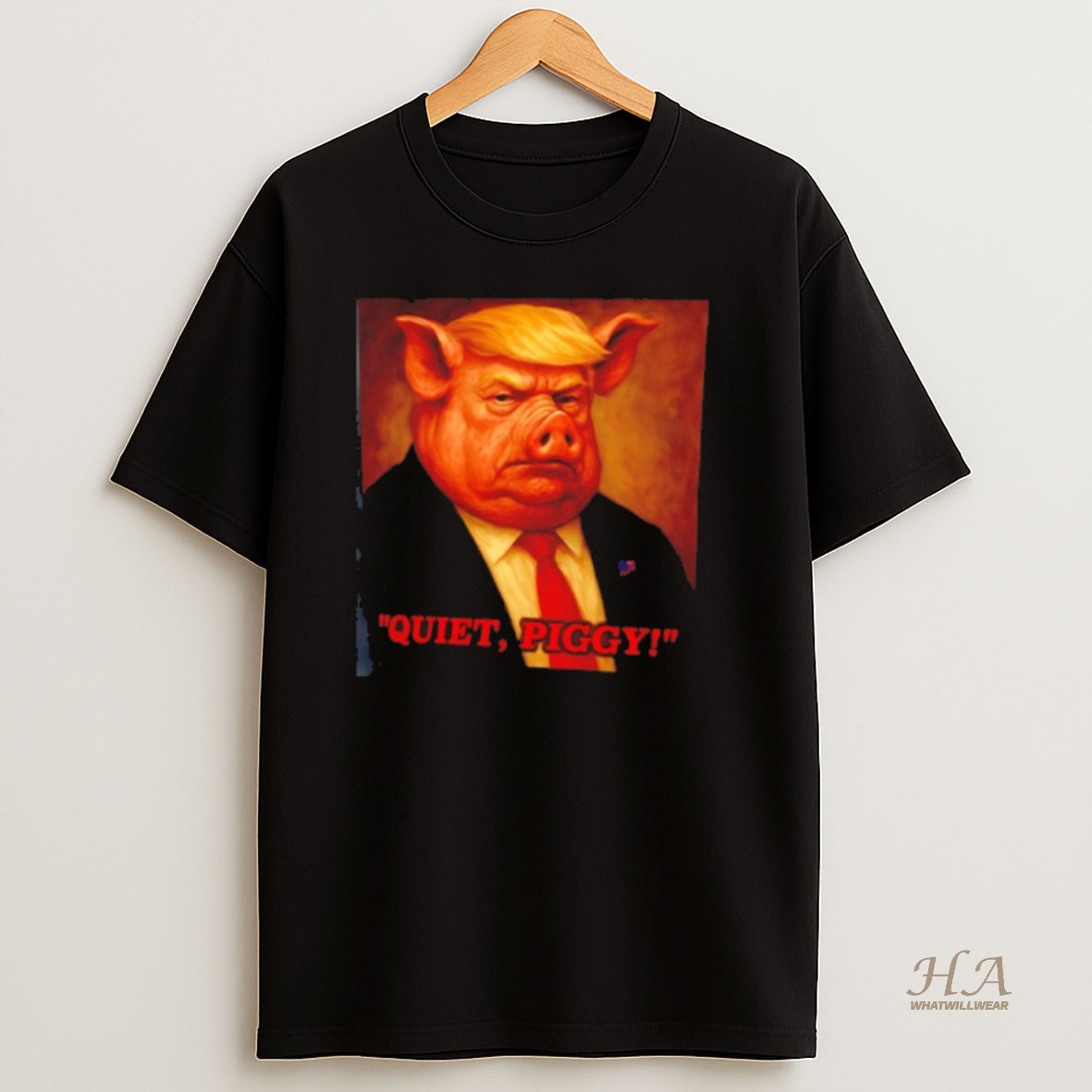 Official Quiet Piggy Portrait Trump X Pig Meme T Shirt