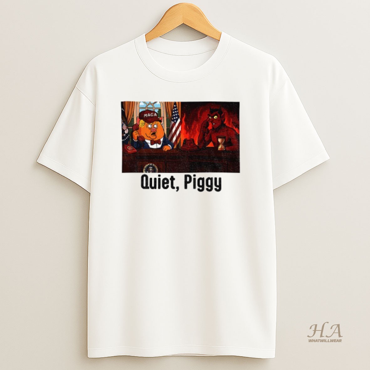 Official Quiet Piggy Satan Calling Anti Trump T Shirt