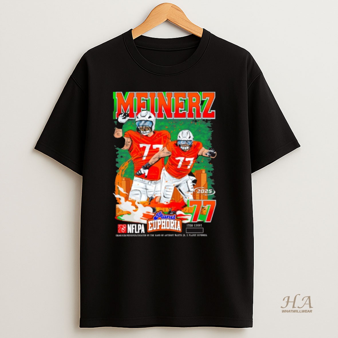 Official Quinn Meinerz Denver Broncos Nfl Planet Euphoria Artwork T Shirt