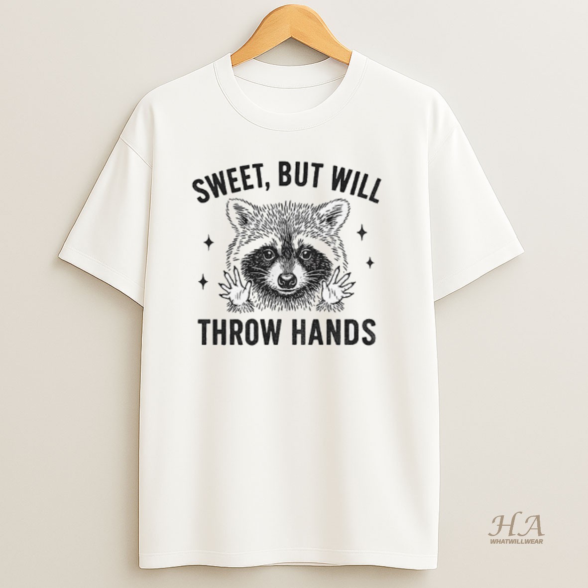Official Raccoon Sweet But Will Throw Hands Vintage T Shirt