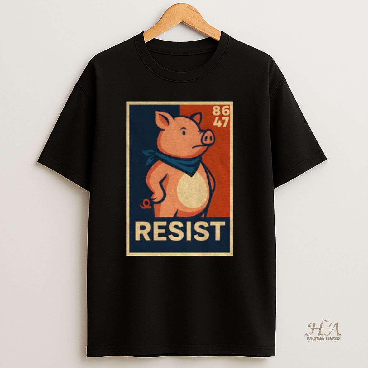 Official Resist Quiet Piggy Funny Trump 86 47 T Shirt