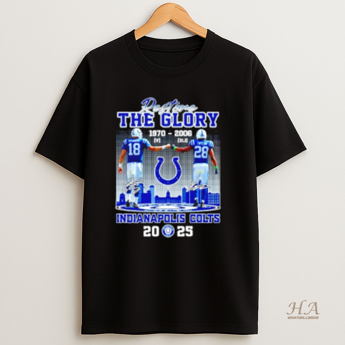 Official Restone The Glory Manning And Taylor 1970 2006 Indianapolis Colts 2025 City Skyline T Shirt