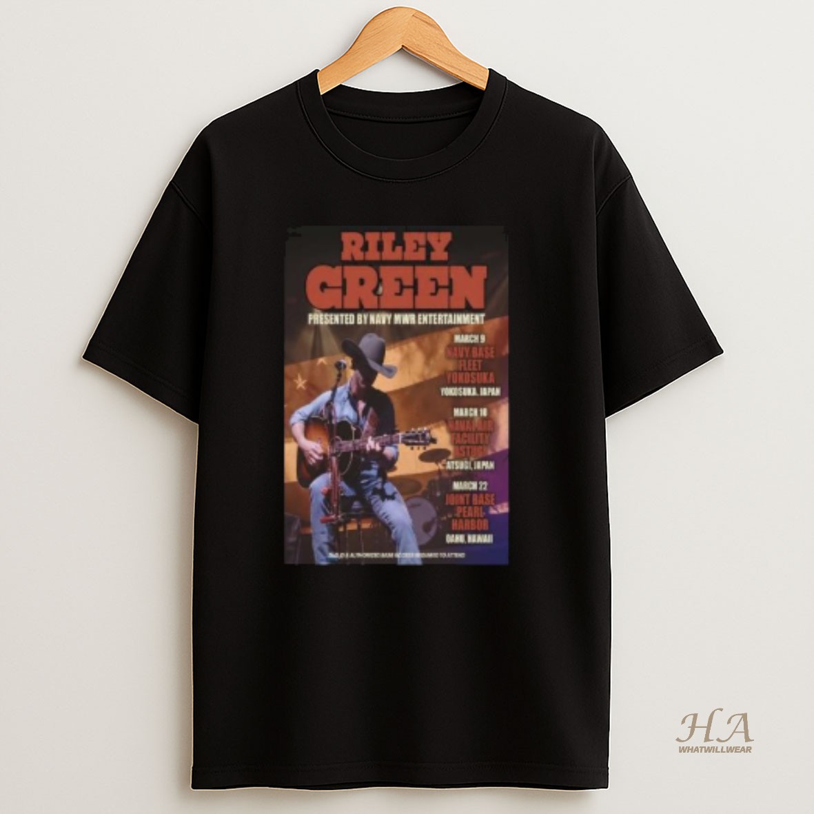 Official Riley Green Presented By Navy Mwr Entertainment Tour 2026 Circle Black T Shirt