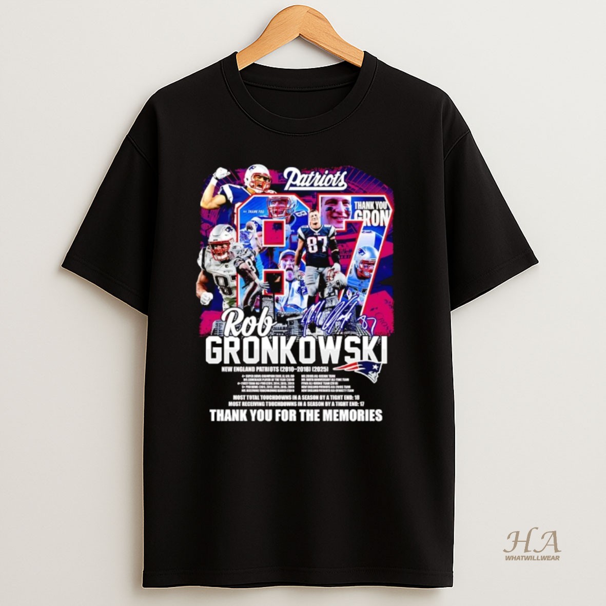 Official Rob Gronkowski Ne Patriots 2025 Thank You For The Memories T Shirt