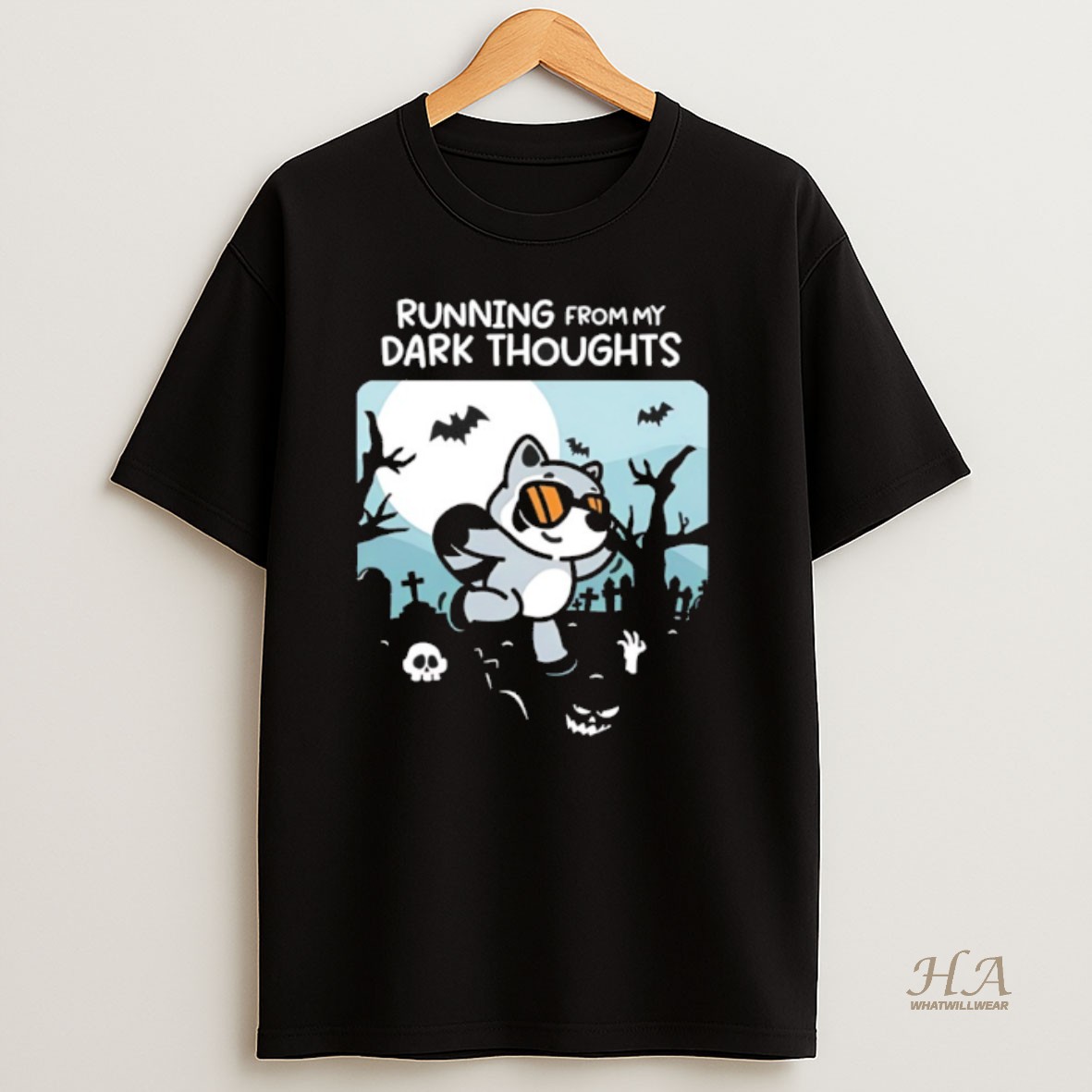 Official Running From My Dark Thoughts Dog Halloween T Shirt