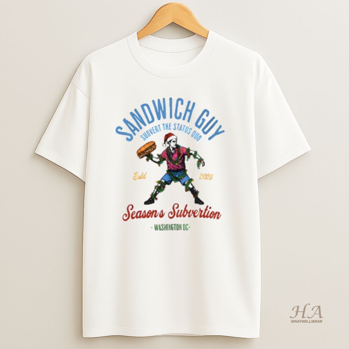 Official Sandwich Guy Merry Resistmas Seasons Subvertion Washington Dc T Shirt