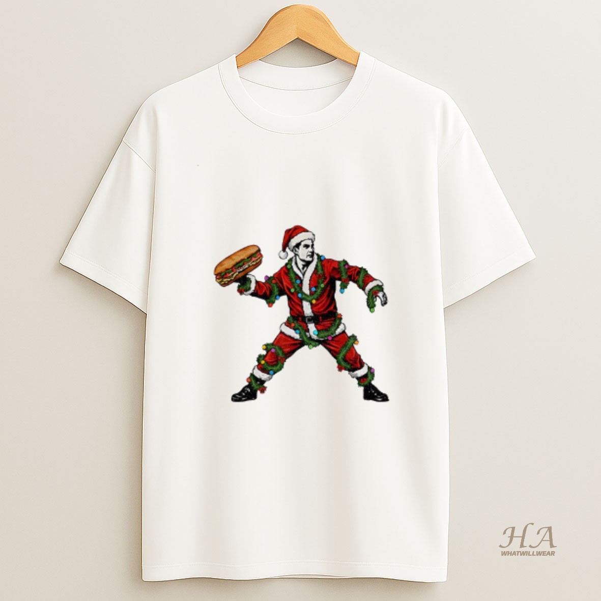 Official Sandwich Guy Santa Christmas Light Holiday T Shirt