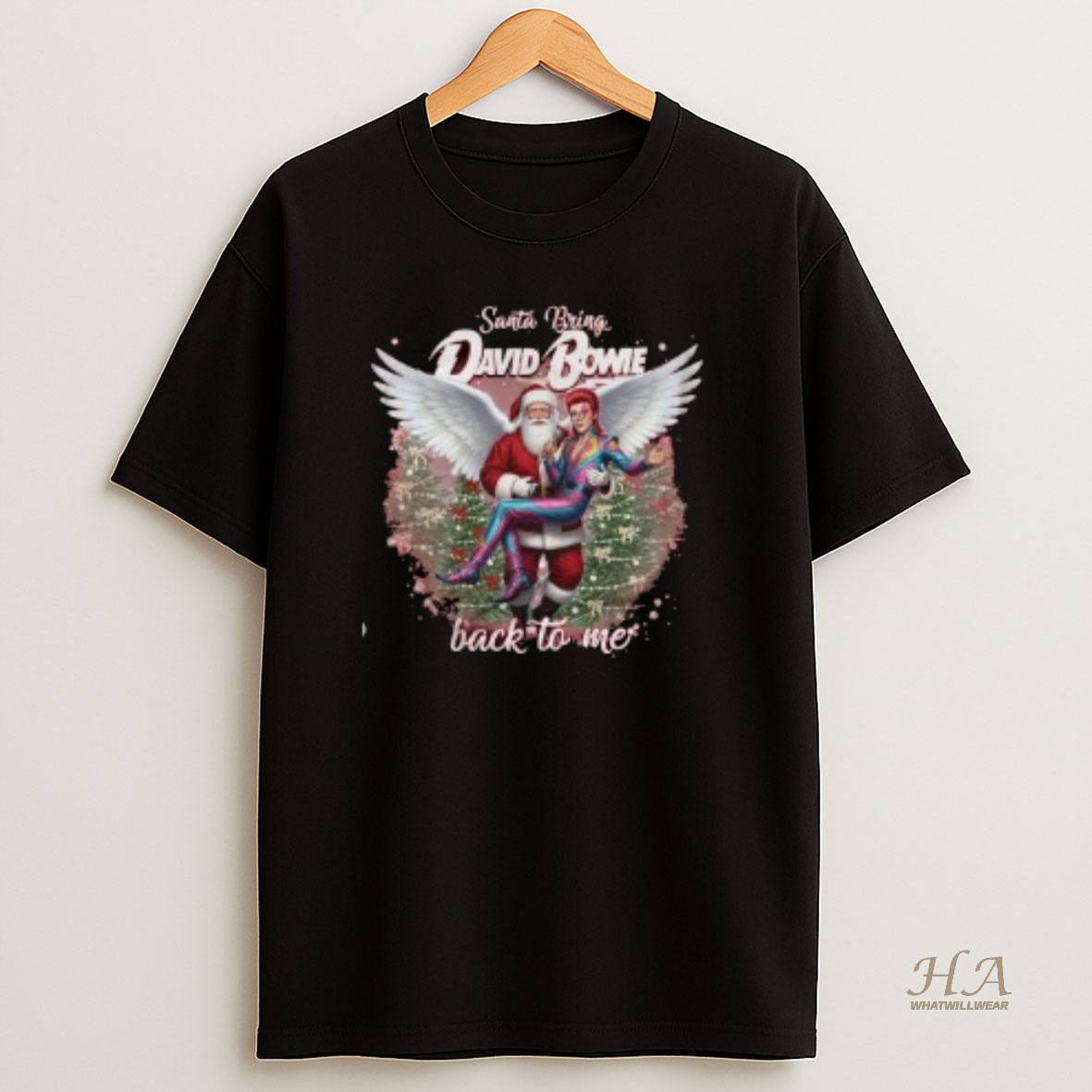 Official Santa Bring David Bowie Back To Me Merry Christmas Circle Black T Shirt