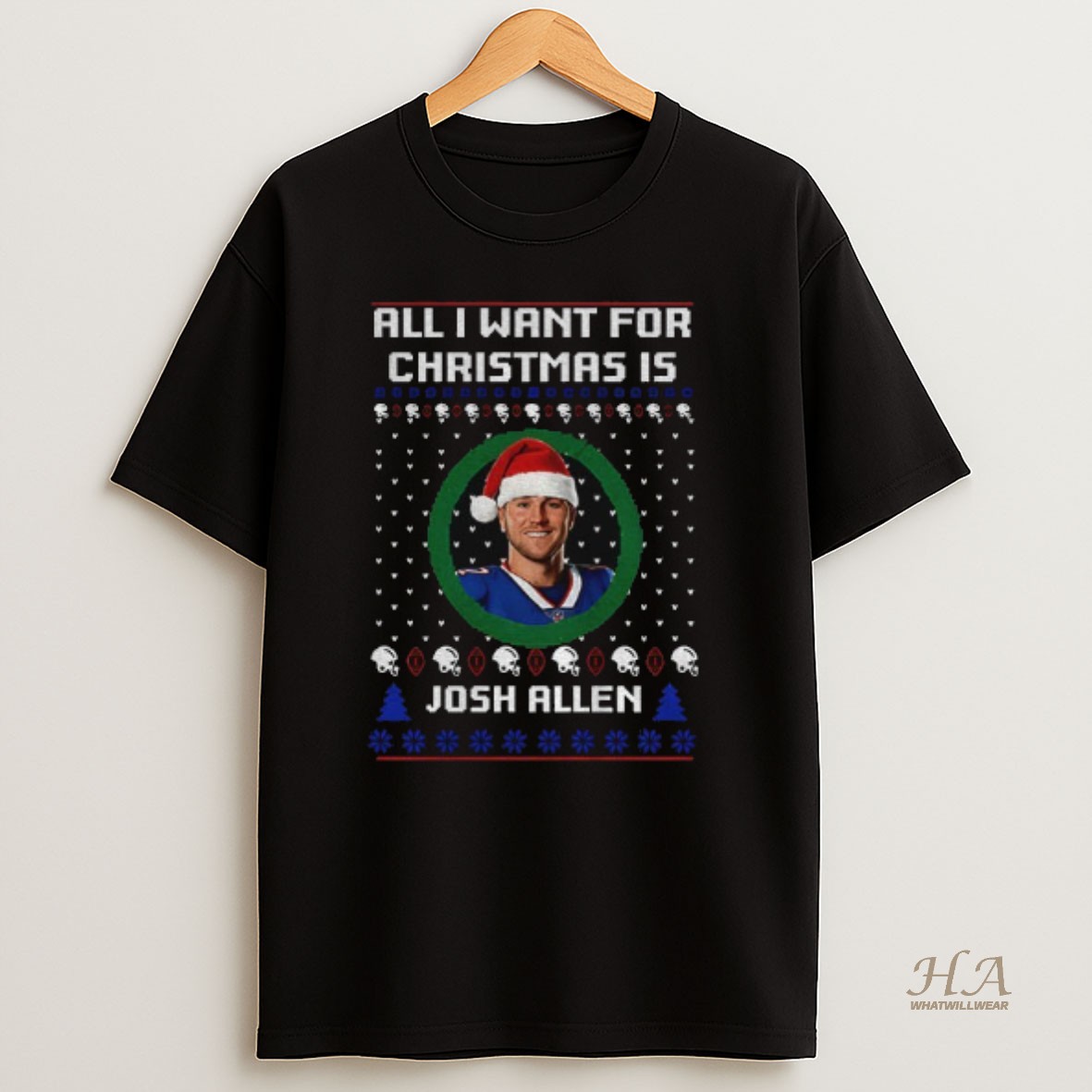 Official Santa Buffalo Bills Nfl Football All I Want For Christmas Is Josh Allen Merry Christmas T Shirt