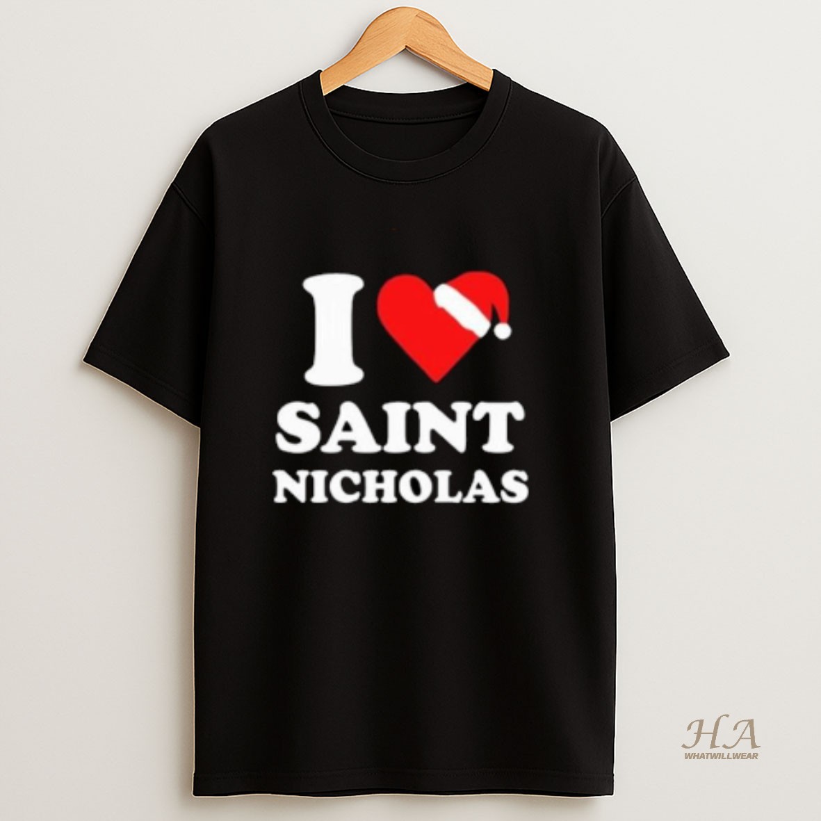 Official Santa Claus I Love Saint Nicholas Xmas Christmas Circle Black T Shirt
