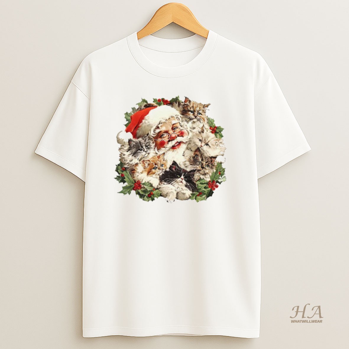 Official Santa Claus Kittens Christmas Retro 90s T Shirt