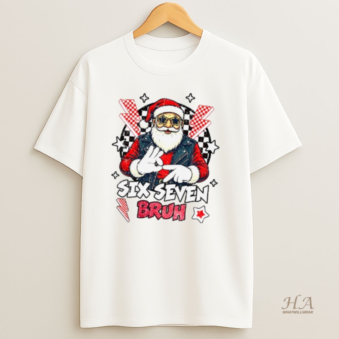 Official Santa Claus Six Seven Faux Embroidery 6 7 Merry Christmas T Shirt