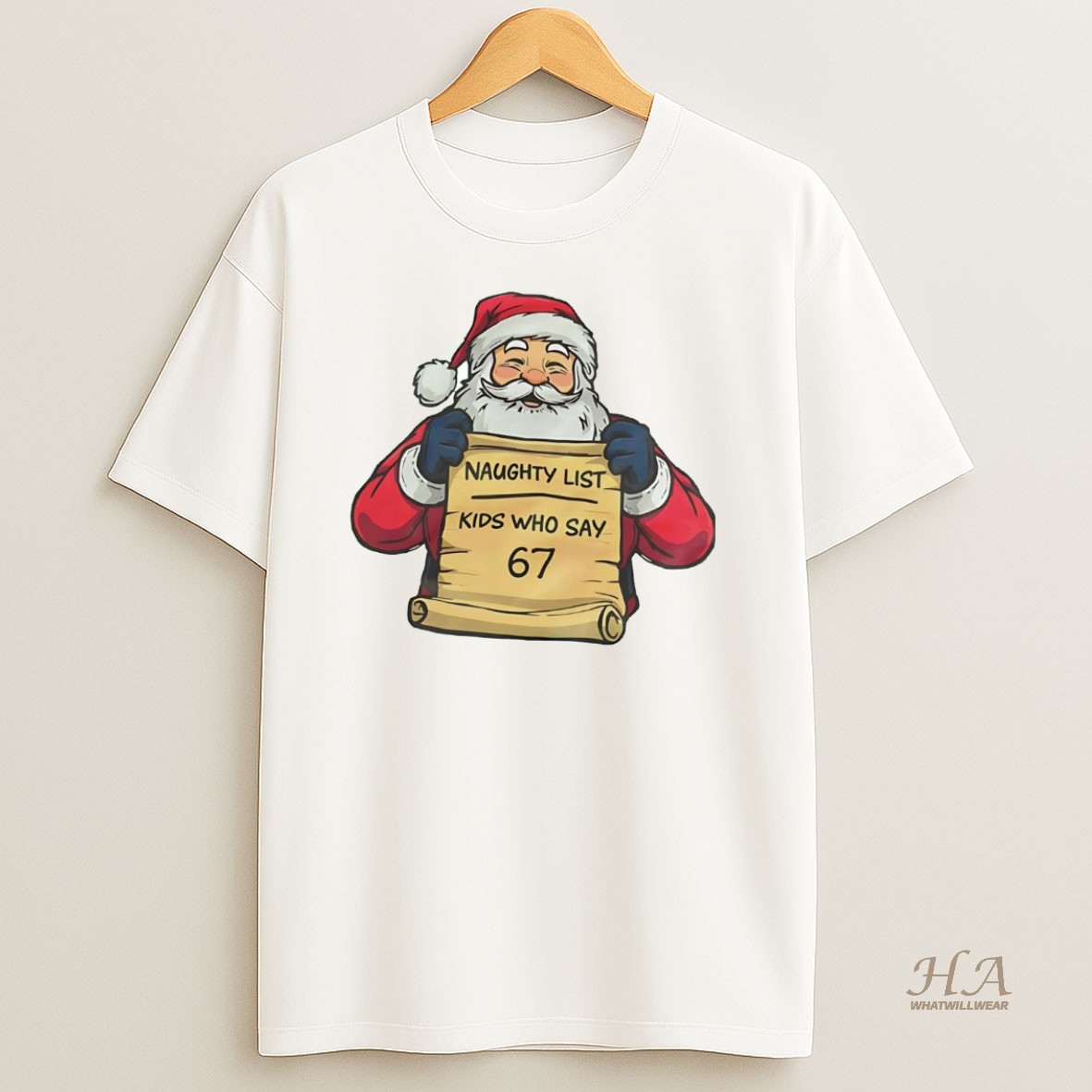 Official Santa Naughty List Kids Who Say 67 Christmas T Shirt