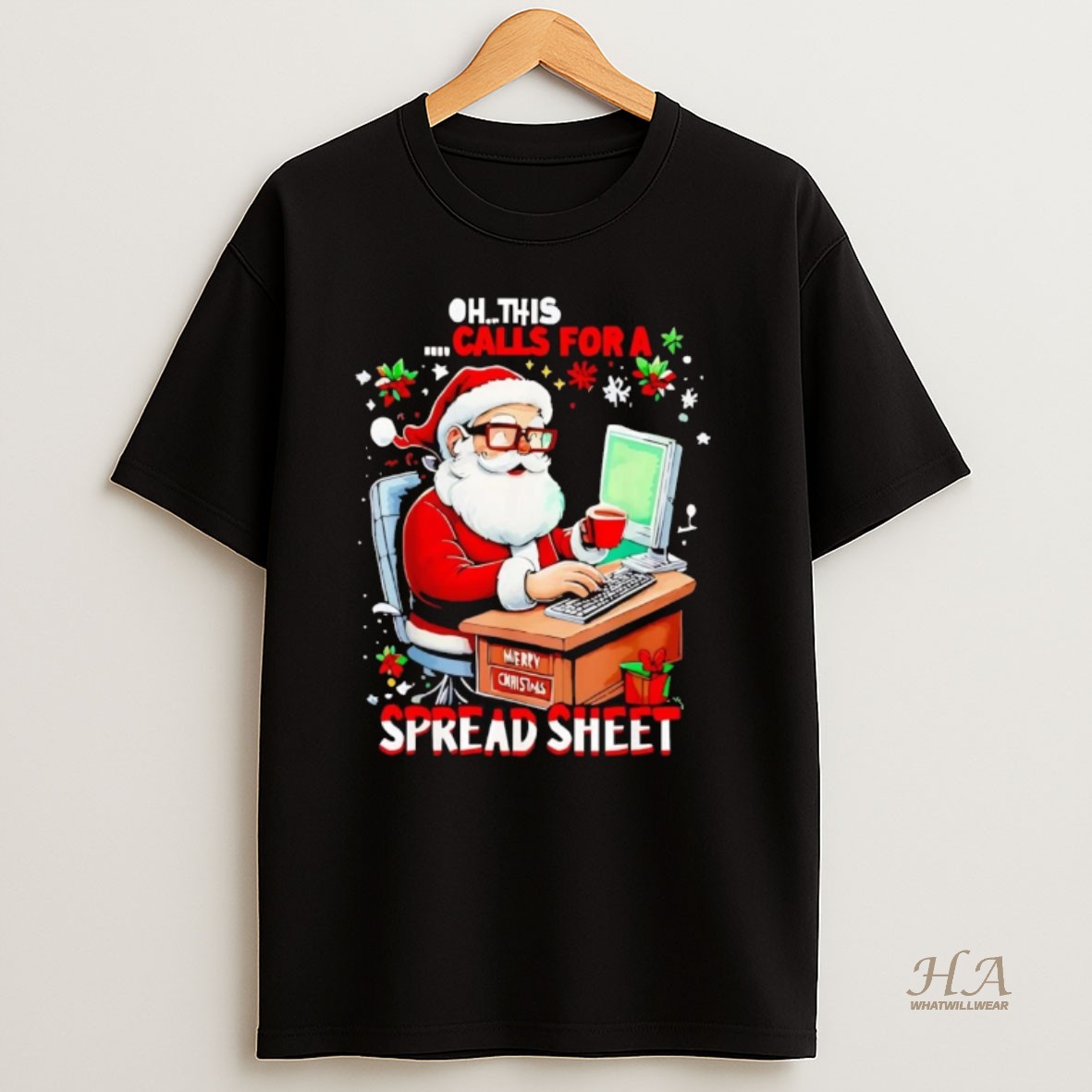 Official Santa Oh This Calls For A Spreadsheet Christmas T Shirt