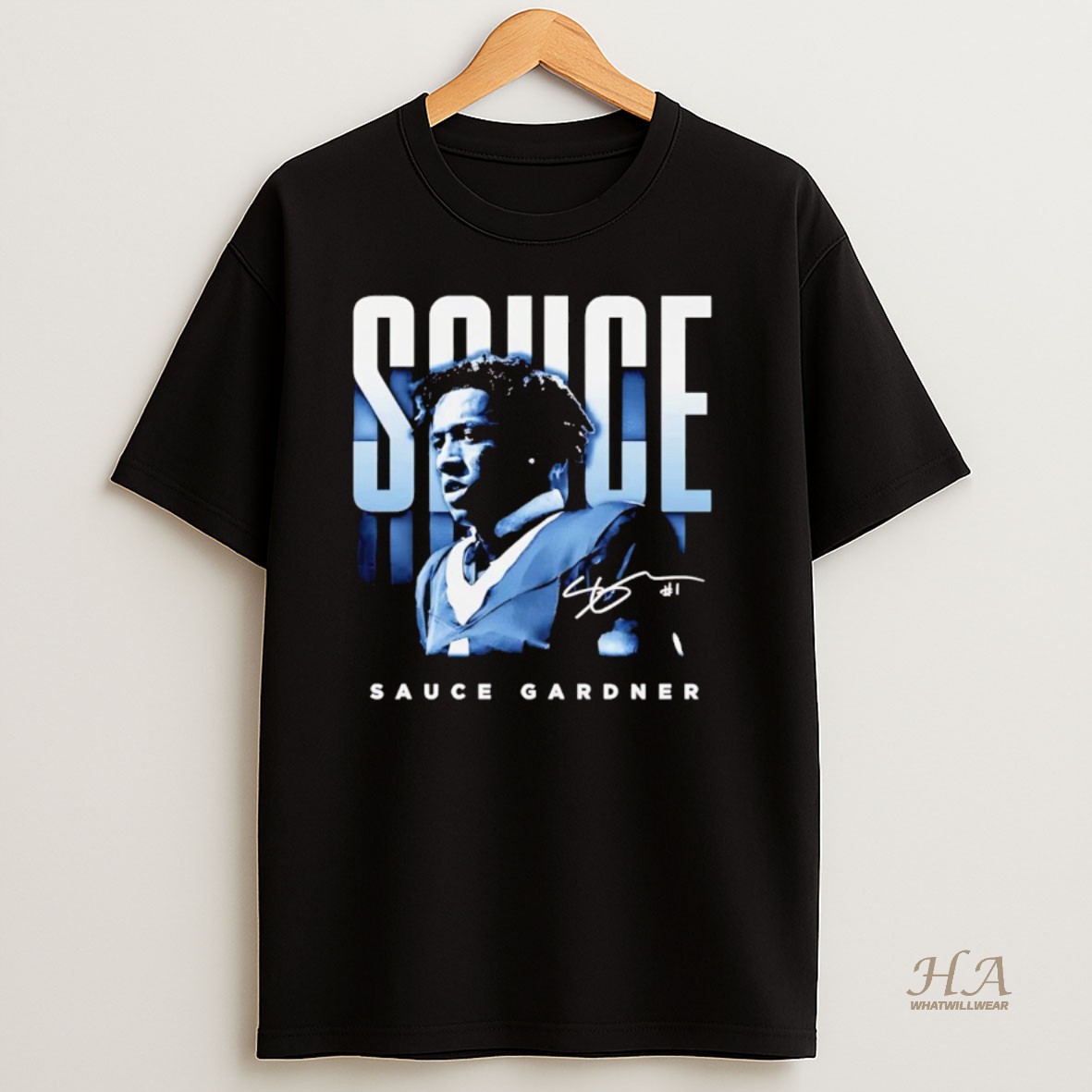 Official Sauce Gardner Portrait Signature Indianapolis Colts T Shirt