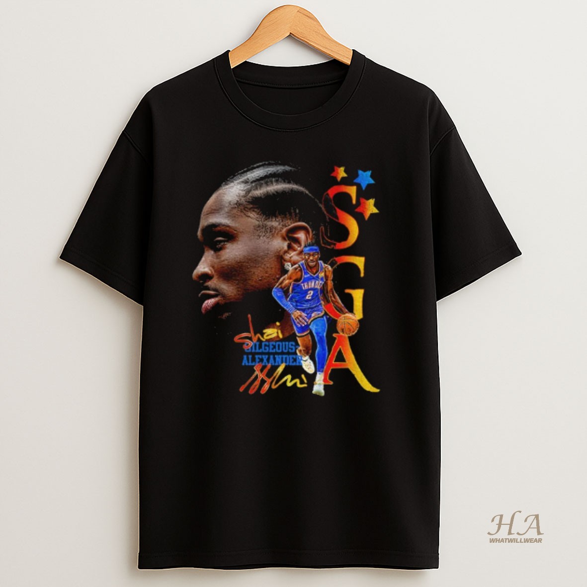 Official Shai Gilgeous Alexander Oklahoma City Thunder Big Head Nba Basketball Graphic T Shirt