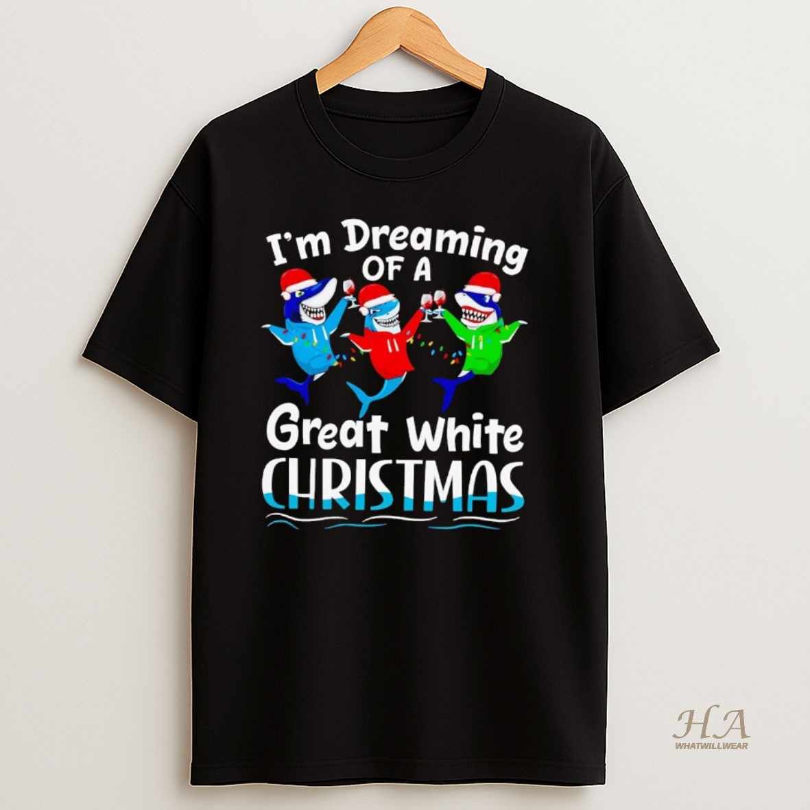 Official Shark Im Dreaming Of A Great White Christmas T Shirt