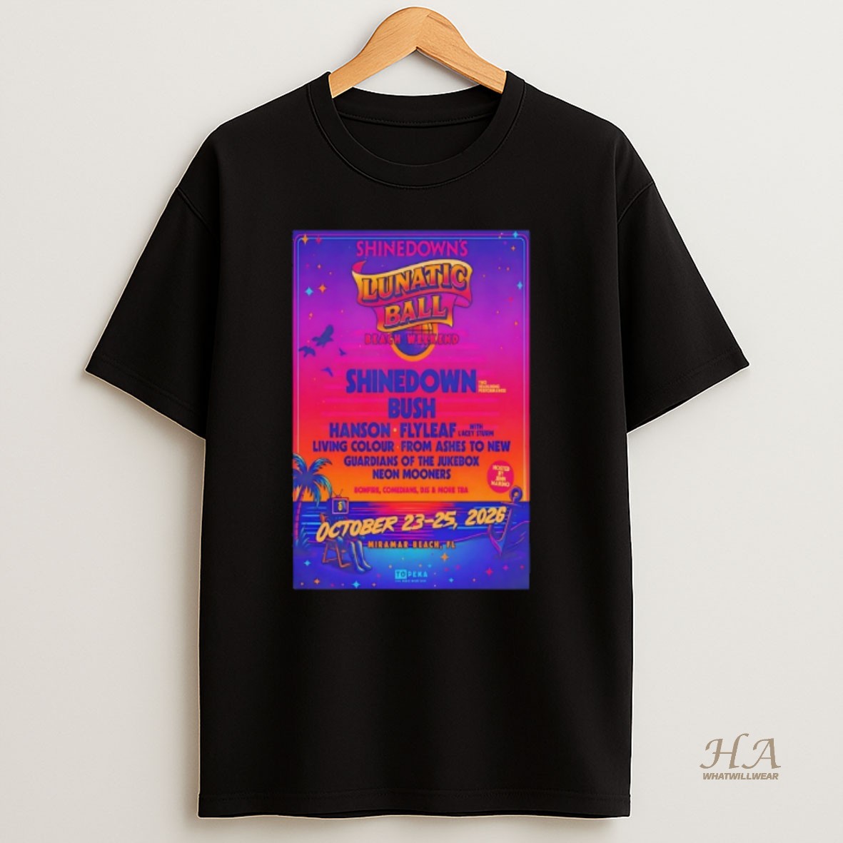 Official Shinedown Lunatic Ball Miramar Beach Fl Concert 2026 T Shirt