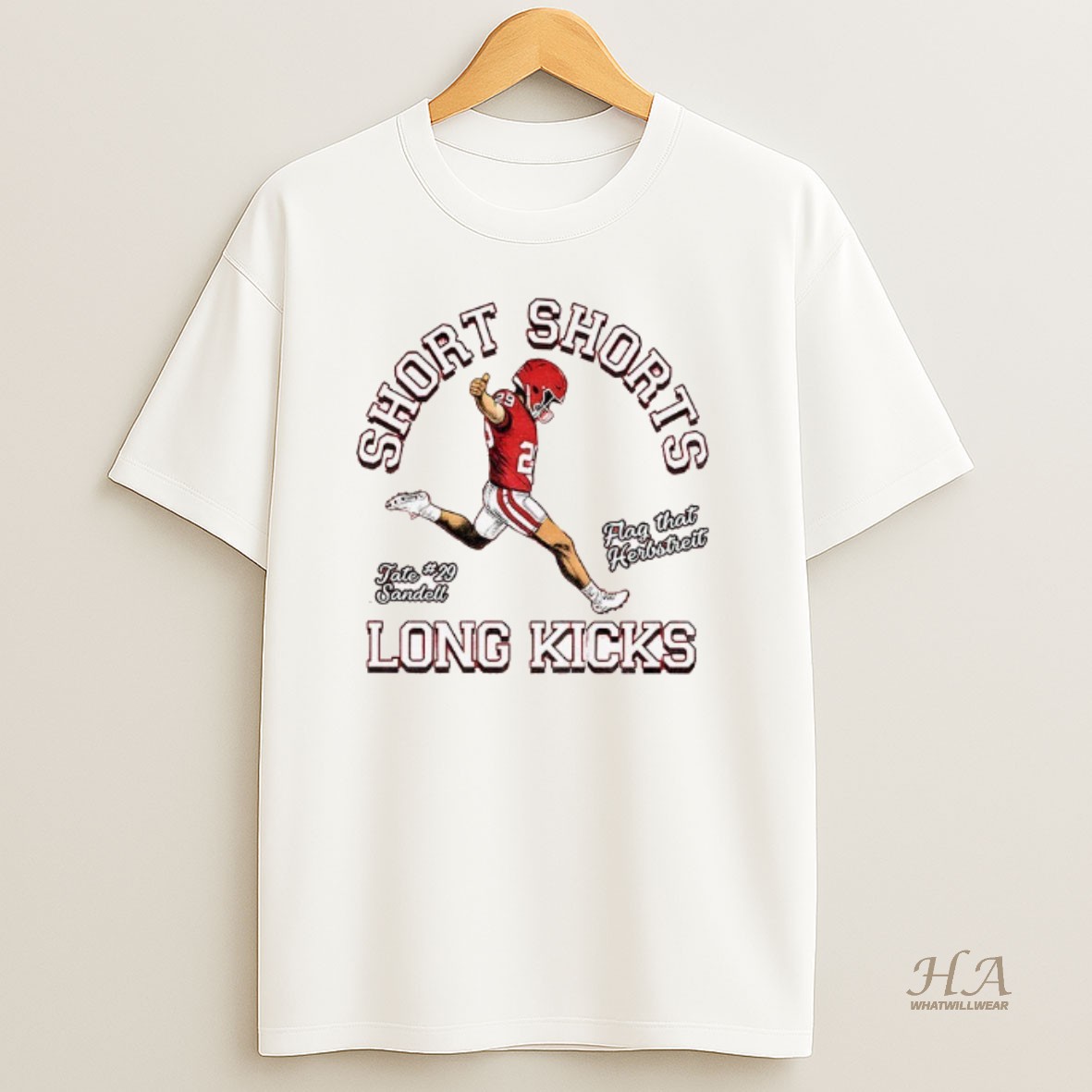 Official Short Shorts Tate 29 Sandell Flag That Herbstreit Long Kicks Football T Shirt