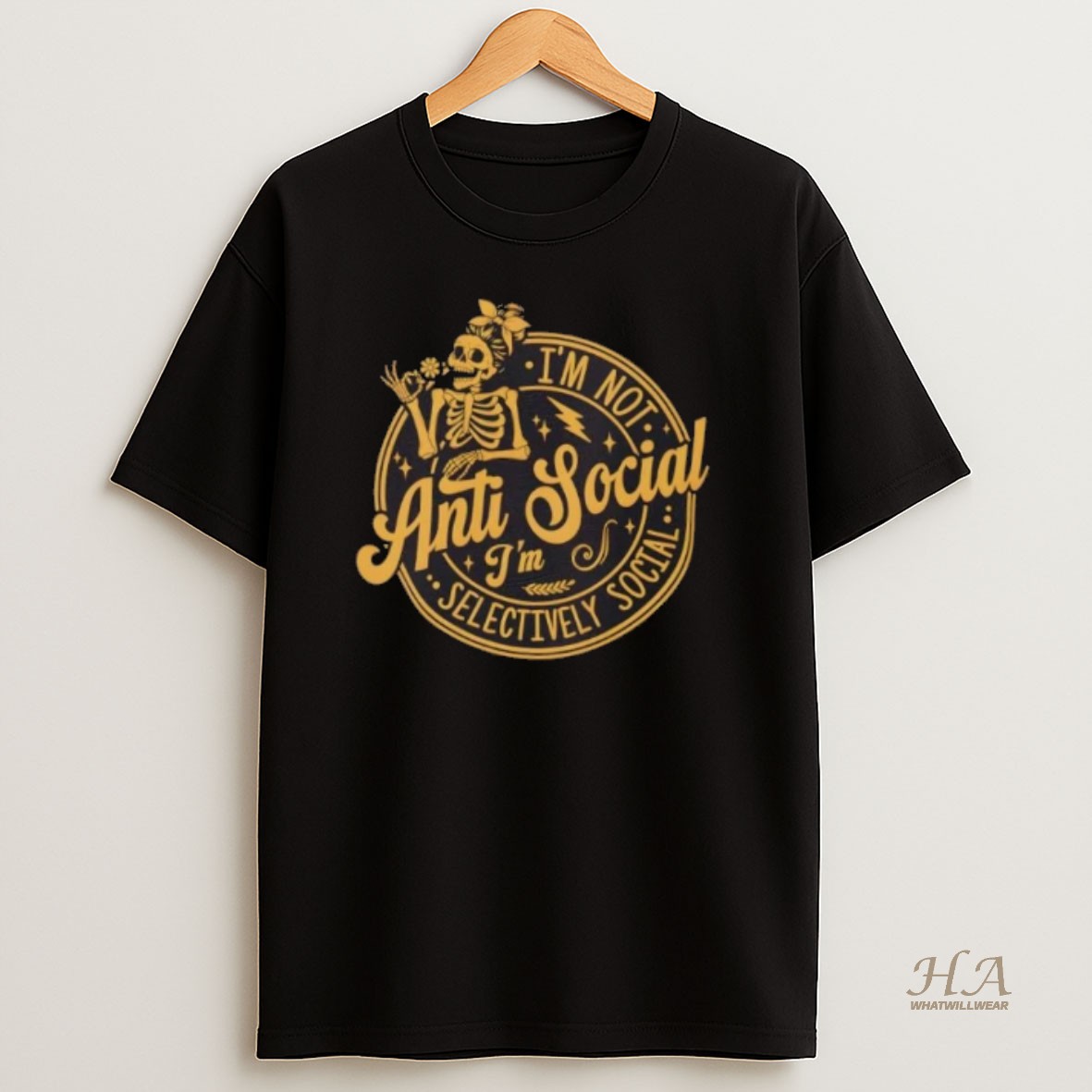 Official Skeleton Im Not Anti Social Im Selectively Social T Shirt