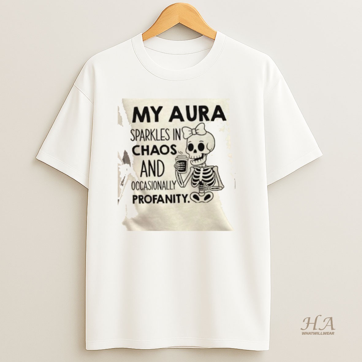 Official Skeleton My Aura Sparkles In Chaos And Occasionally Profanity Shirt