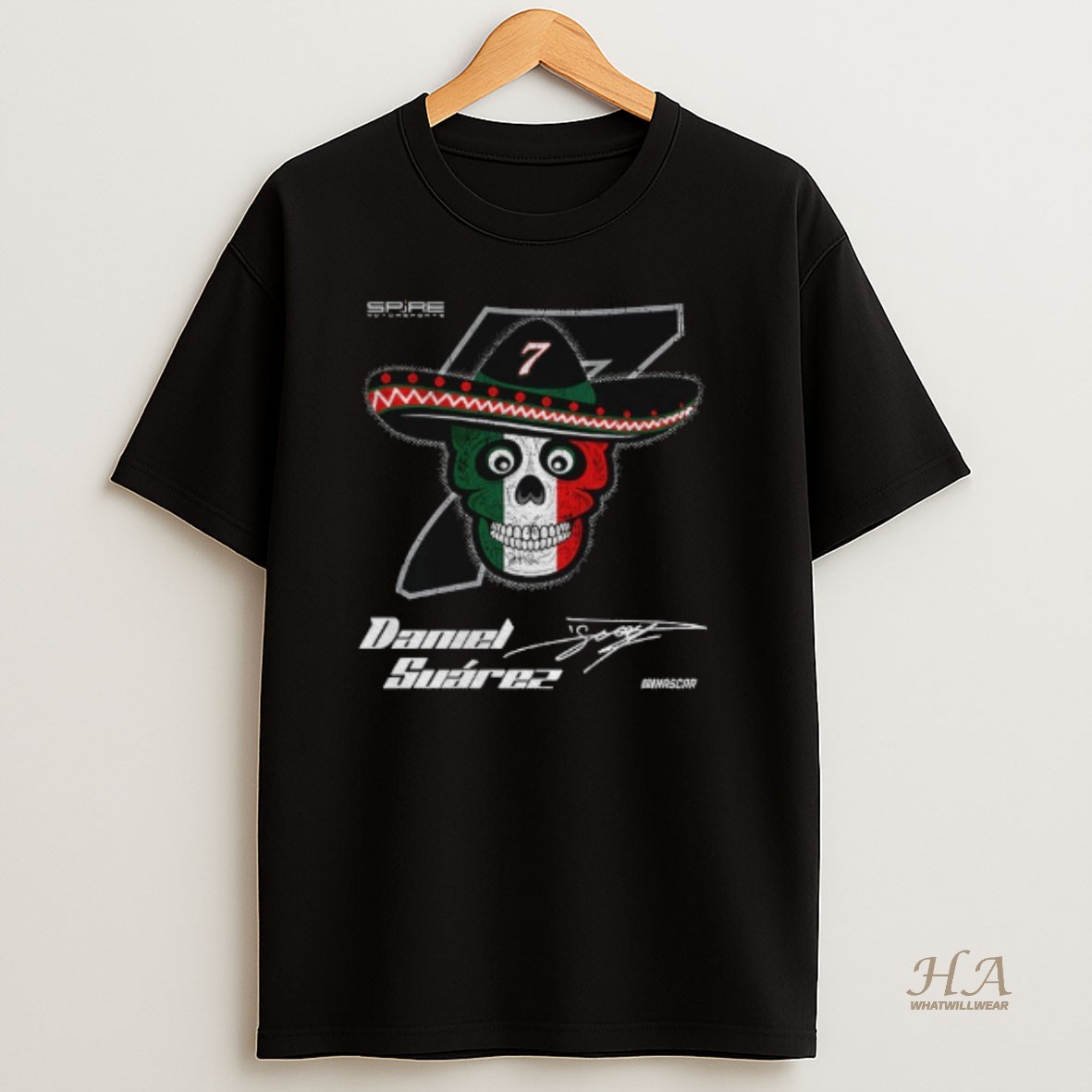 Official Skull Daniel Suarez 7 Classic Ink Spire Motorsports Nascar Signature T Shirt