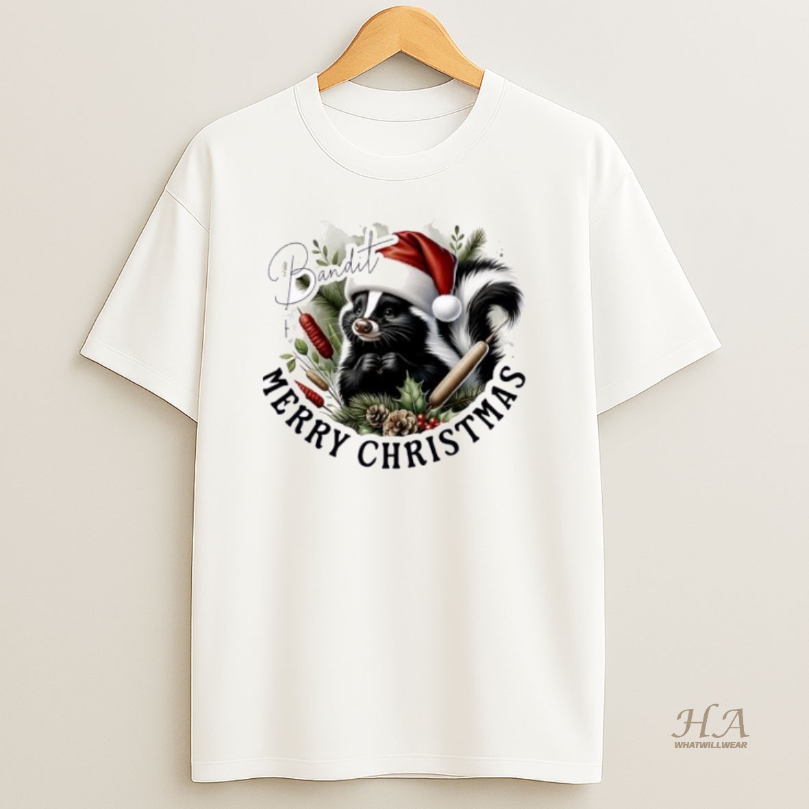 Official Skunk Xmas Babys First Christmas Personalized Ornaments White T Shirt
