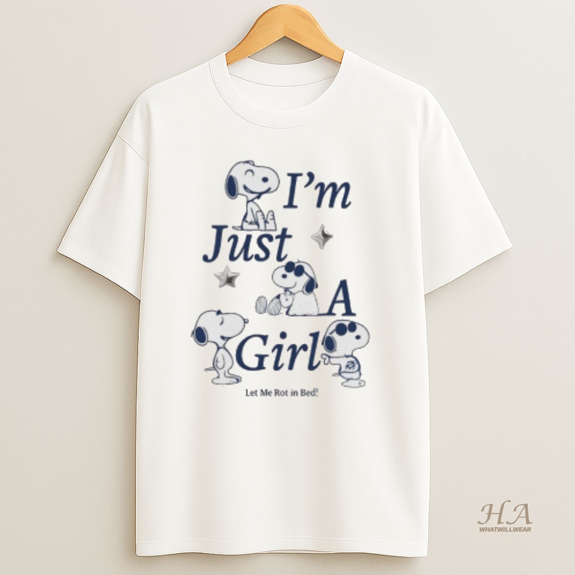 Official Snoopy Im Just A Girl Let Me Rot In Bed T Shirt