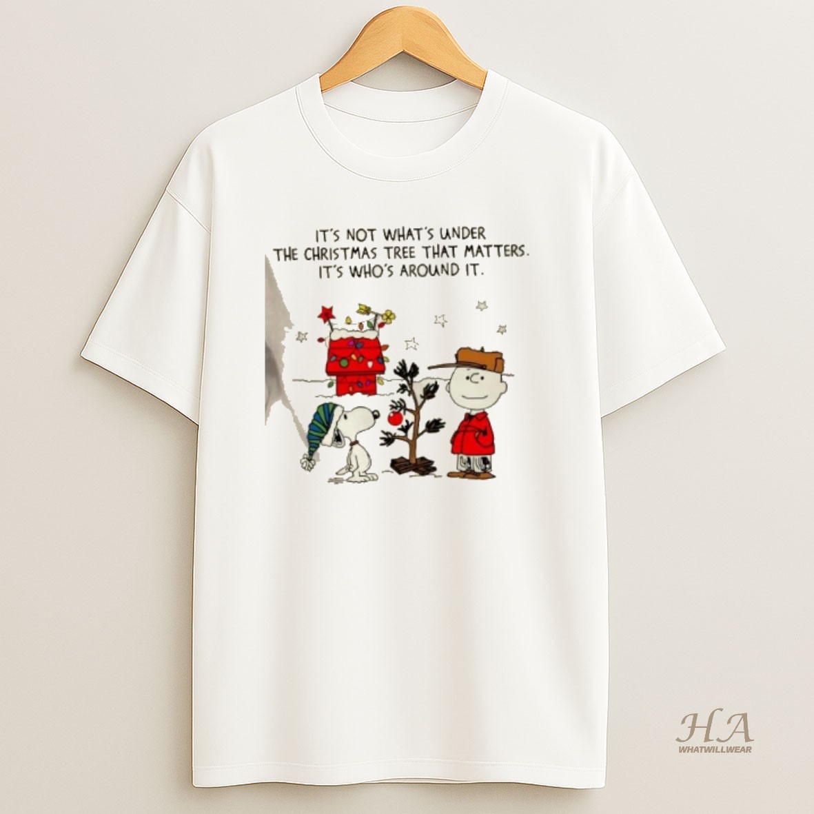 Official Snoopy And Charlie Brown Its Not Whats Under The Christmas Tree That Matters Its Whos Around It T Shirt